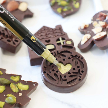 Feutre alimentaire doré à double pointe déco chocolat - ScrapCooking