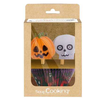 24 cupcake cases + 24 cake toppers Halloween - ScrapCooking®
