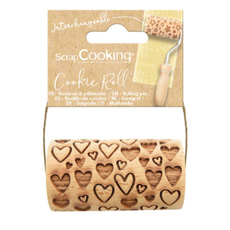 Mini embossing wooden roller Heart - product image 1 - ScrapCooking