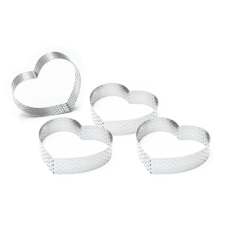4 cercles à tartelettes perforés cœurs - ScrapCooking