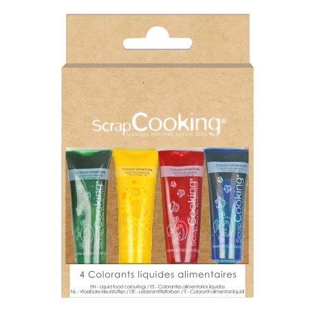Colorants alimentaires bleu, rouge, jaune et vert | ScrapCooking®