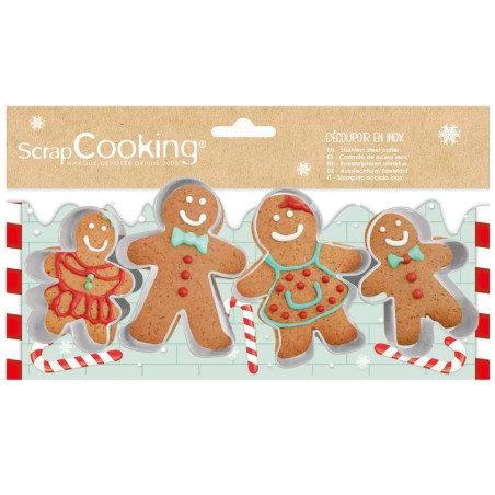 Lot de 4 découpoirs inox Bonhommes pain d'épices