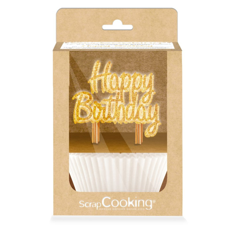 Cupcake cases & "Happy Birthday" cake toppers | ScrapCooking®