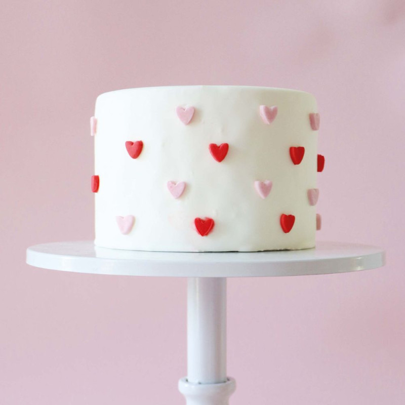 Layer cake décoré de cœurs rouges et roses ScrapCooking®