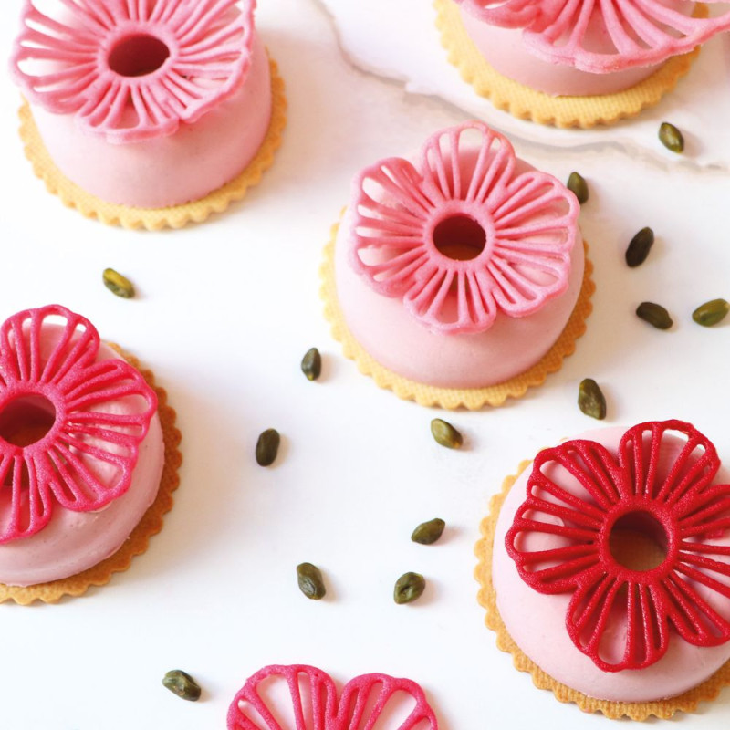 Embossed flower tuile silicone mat for edible decorations