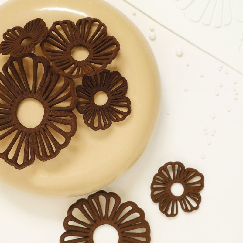 Embossed flower tuile silicone mat for edible decorations