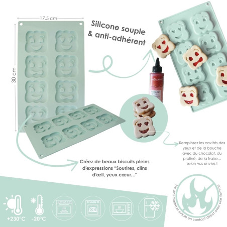 Silicone smiley face biscuits mold | ScrapCooking®
