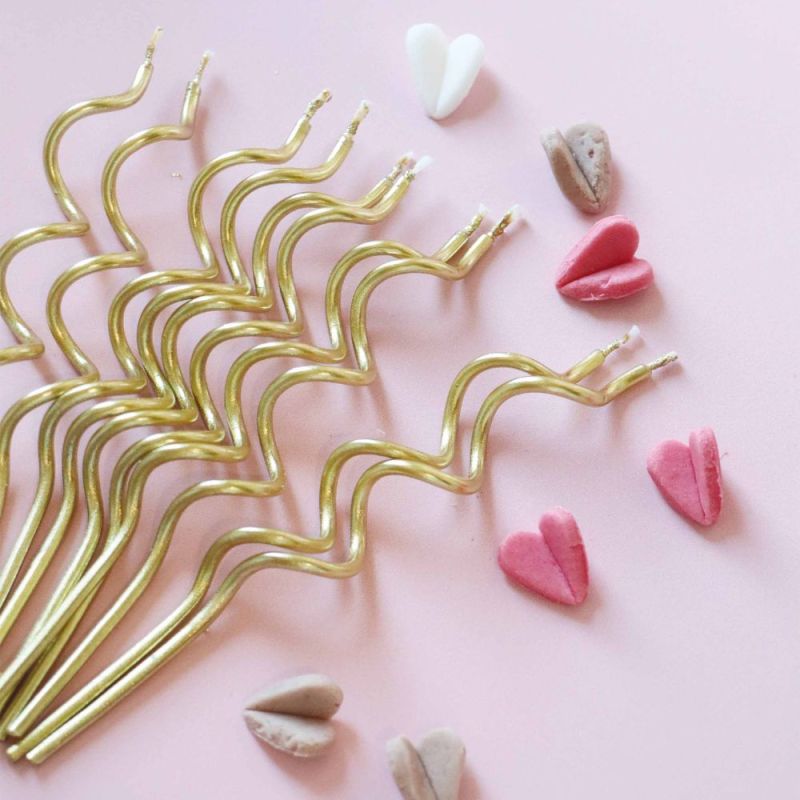 Gold twisted birthday candles x12