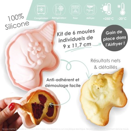Unicorn silicone airfryer individual molds x6