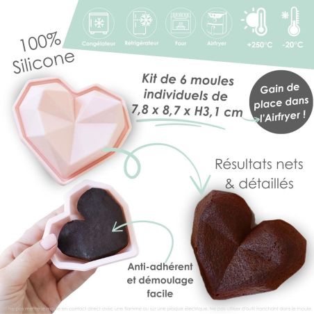 Moules silicone airfryer cœur x6