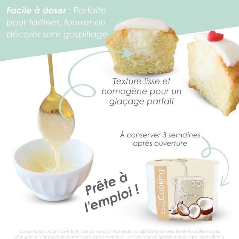 Creamy coconut flavoured filling paste