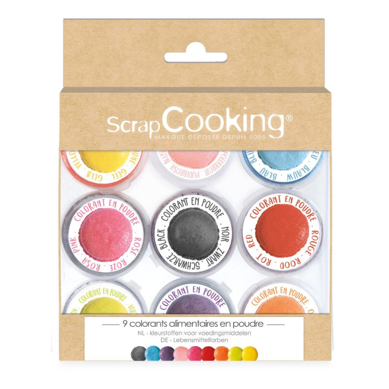 9 mini natural powdered food colourings - ScrapCooking®
