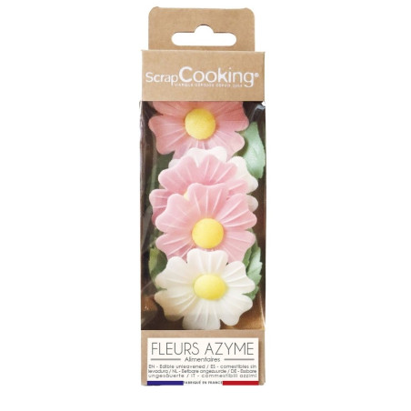 Décos azyme 6 églantines + 6 feuilles vertes - ScrapCooking®