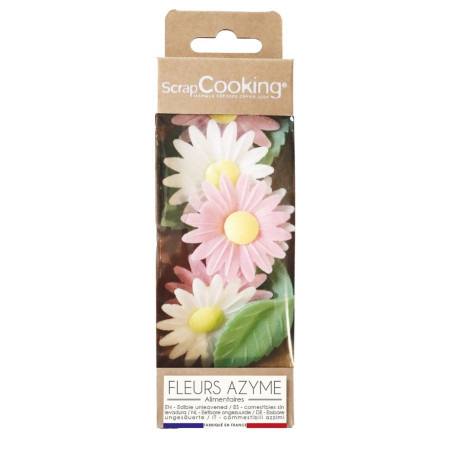 Edible wafer decorations 6 daisies + 6 green leaves