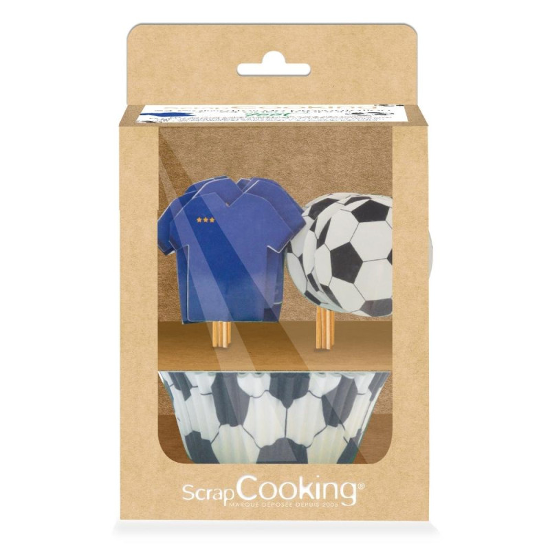 24 caissettes + 24 cake toppers Football pack - ScrapCooking