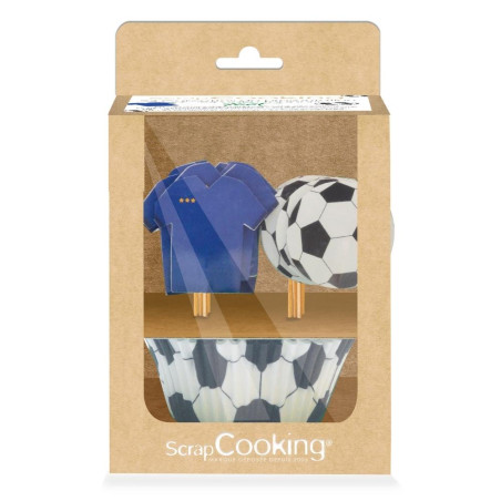 24 caissettes + 24 cake toppers Football pack - ScrapCooking