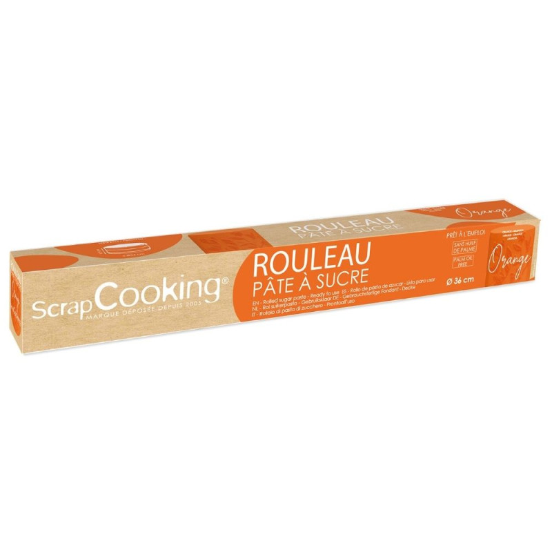 Packaging rouleau de pâte à sucre orange 36 cm - ScrapCooking