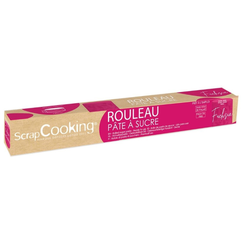 Pâte à sucre rouleau fuchsia 36 cm - ScrapCooking®