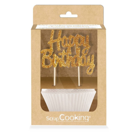 Cupcake cases & "Happy Birthday" cake toppers | ScrapCooking®
