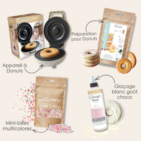 Pack donuts colorés nappage chocolat blanc et mini billes multicolores