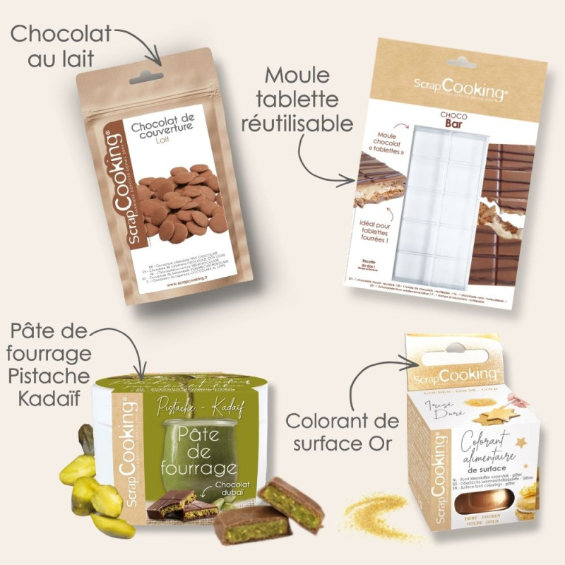 Kit complet DIY tablette chocolat Dubaï maison