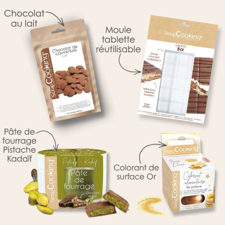 Dubai Chocolate Bar Kit: Mould & Pistachio cream -15% | ScrapCooking®