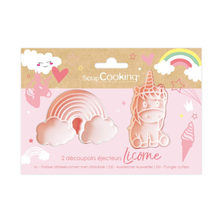 Découpoirs éjecteurs Licorne sur carte - ScrapCooking®