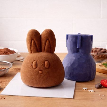 Moule silicone trompe-l'œil Lapin individuel - Déco Relief