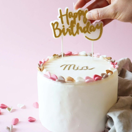 "Happy Birthday" XXL Golden Candle | ScrapCooking®