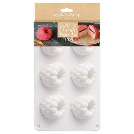 Raspberry-themed trompe-l’œil silicone mould set – 6 moulds – ScrapCooking