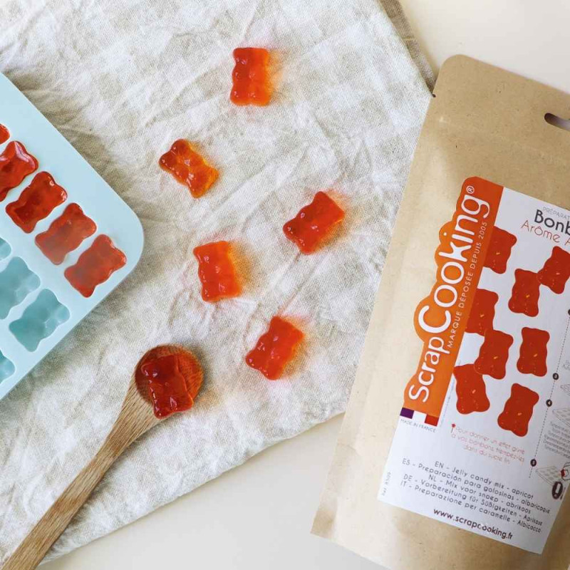 Apricot teddy bear sweets and prep bag theme - ScrapCooking®