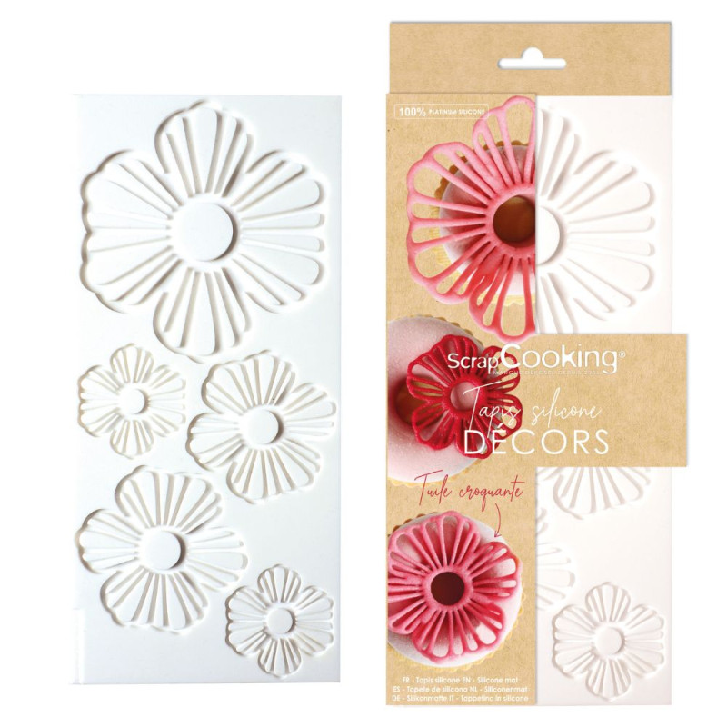 Tapis en silicone embosseur à motifs fleurs ScrapCooking®