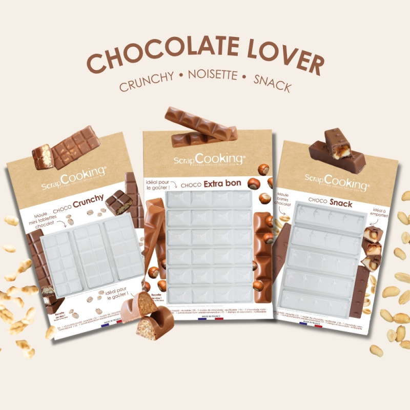 Pack chocolate lover : Barres chocolatées crunchy, noisette et snack