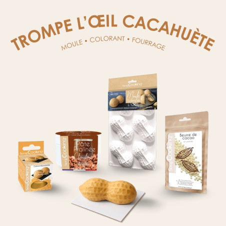 Pack trompe-l'œil cacahuète ScrapCooking® avec moule silicone, colorant, praliné chouchou et beurre de cacao
