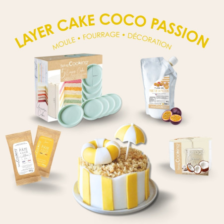 Summer Coconut & Passion Fruit Layer Cake Kit, Exotic Recipe | ScrapCooking®