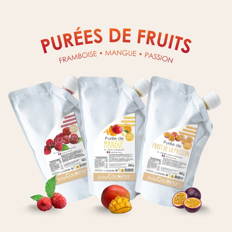 Pack purées de fruits : Framboise, Mangue, Passion