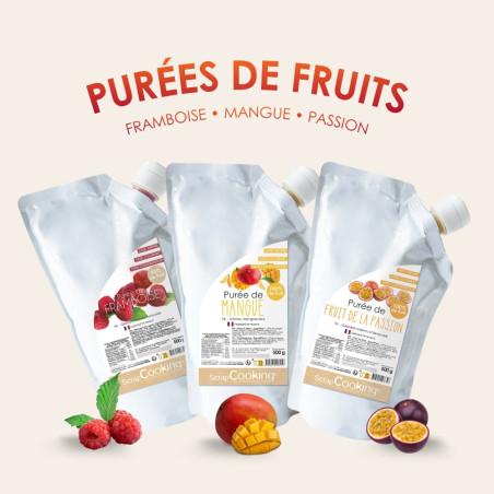 Fruit puree pack : Raspberry, Mango and Passionfruit