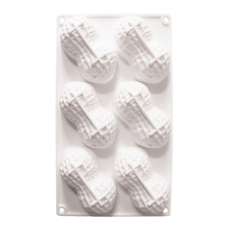 Pack gâteaux trompe l'œil cacahuète : Moule en silicone pour 6 cacahuètes