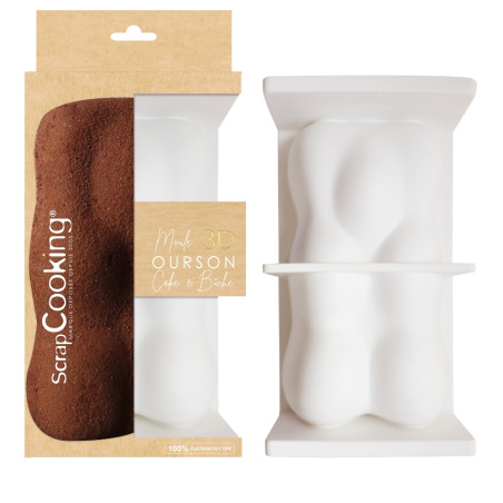 Pack bûche ourson XXL : Moule silicone bûche Ourson 3D XXL