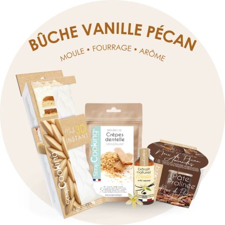 Pack bûche vanille caramel pécan