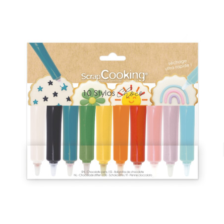 Box of 10 Choco Pens Ready to use colour icing - ScrapCooking