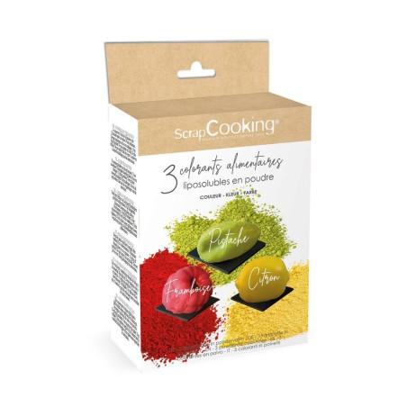 Pack of 3 fat-soluble powdered food colourings - ScrapCooking
