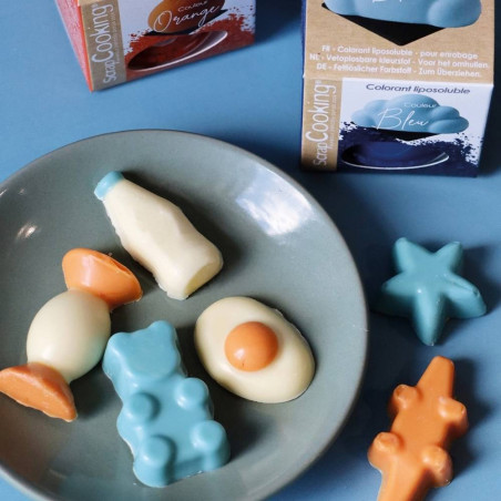 Yellow, blue and orange chocolate sweets theme - ScrapCooking®