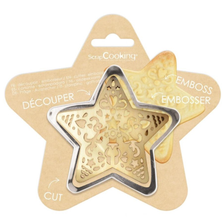 Emporte-pièce et embosseur bois étoile pack - ScrapCooking