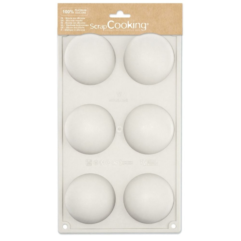 Moule en silicone 6 demi-sphères sur carte - ScrapCooking