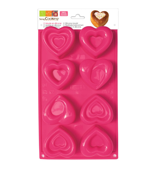 Moule à gâteaux silicone 8 cœurs Moule à gâteaux silicone 8 cœurs