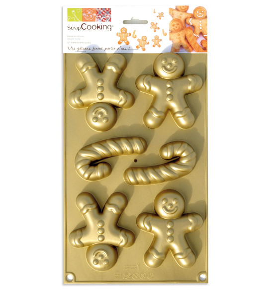 Moule à gâteaux silicone petit homme d'épices et candy cannes Moule à gâteaux silicone petit homme d'épices et candy cannes