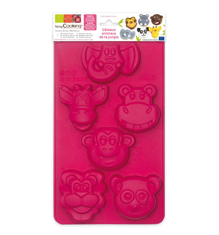 ScrapCooking® silicone mould with 6 jungle animal cavities