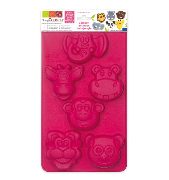 ScrapCooking® silicone mould with 6 jungle animal cavities ScrapCooking® silicone mould with 6 jungle animal cavities