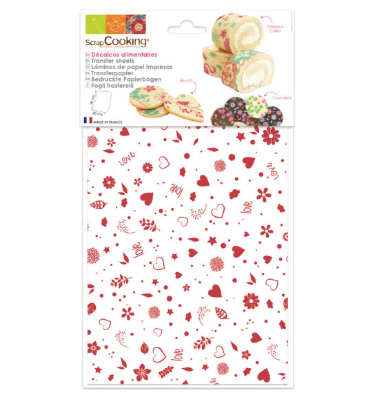 2 Feuilles de papier transfert "Coeurs rouges" 2 Feuilles de papier transfert "Coeurs rouges"